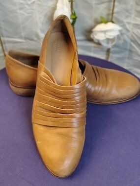 Garnet Hill Chestnut Brown Slip-On Leather Loafers